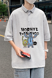 PL57048-P35 翻领短袖polo衫男大码胖子半袖t恤男有领保罗衫 模特图片