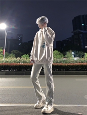美式高街vibe拼接黄泥牛仔裤修身直筒裤XZ310A-4-NZ27控78，男装牛仔裤，星座310A-4