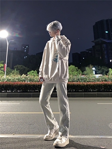 美式高街vibe拼接黄泥牛仔裤修身直筒裤XZ310A-4-NZ27 控78图片