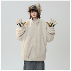 翻领灯芯绒宽松棉服女士秋冬新款重工加厚高克重毛绒短款夹克外套，女装短外套，星座710