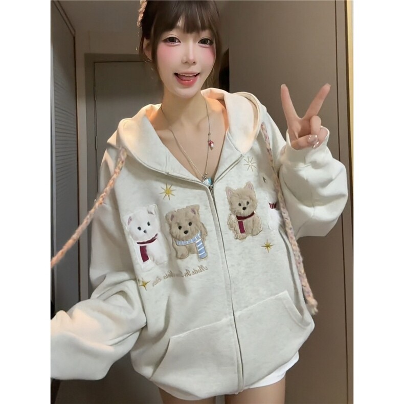 6810-P57 新款连帽卫衣男女春秋季休闲百搭开衫卫衣图片