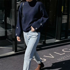 新款法式海军针织上衣时尚休闲，女装针织衫/毛衣，悦玛羊绒