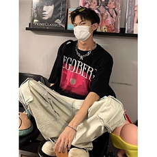 新款印花男款短袖t恤夏季宽松痞帅情侣款五分袖上衣TX001，男装T恤，星座1116A（原606A-3）