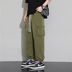 特批35K090束脚2024春季新款工装裤卫裤大码多口袋束脚休闲长裤，男装休闲裤，电商A436