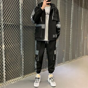 主推秋季男士套装休闲运动服帅气搭配一套工装夹克外套 D05图片