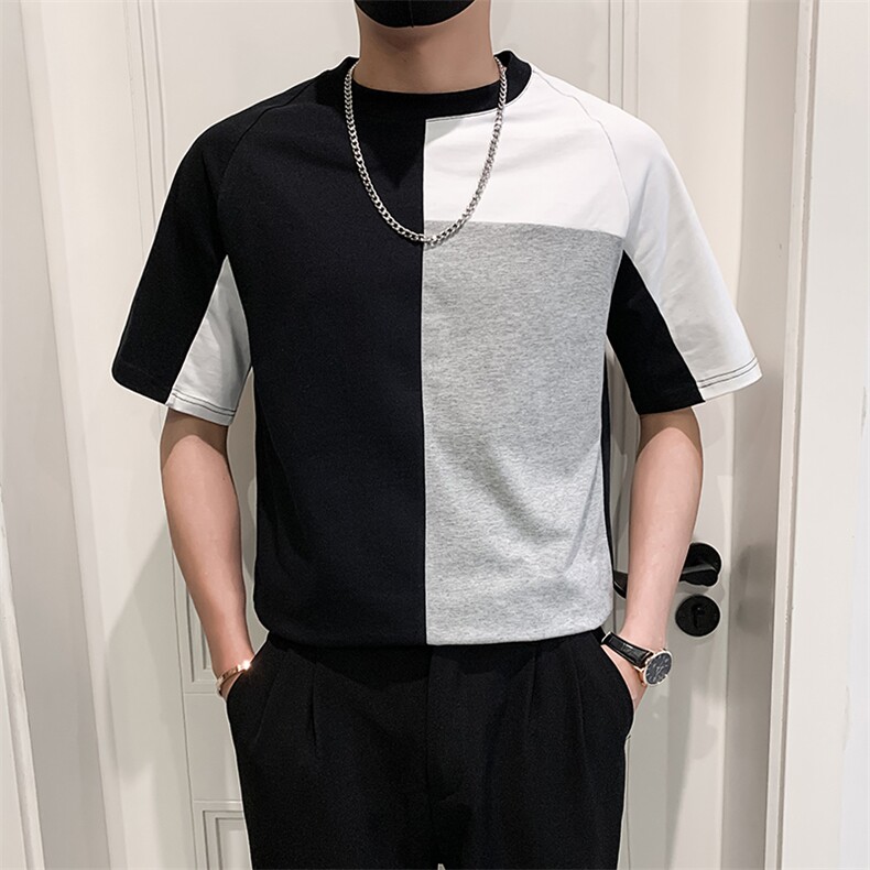 白色2023精神小伙修身男士圆领潮款短袖T恤打底衫潮T099-P48控68,男装T恤,电商A108