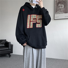 重磅贴布刺绣卫衣大码春秋连帽衫硬挺外套美式休闲上衣WY9108/P65，女装短外套，电商B238
