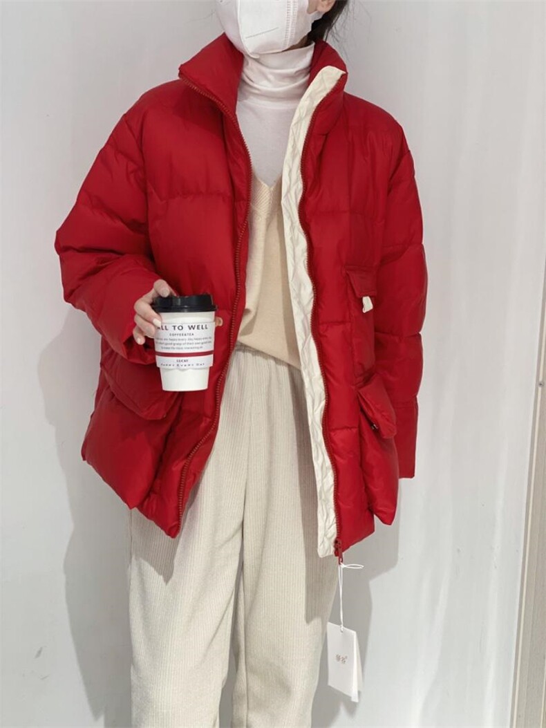 拼色羽绒服，女装羽绒服，驿谷