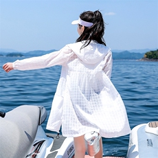 2022年夏季薄款中长款气质纯色宽松型防晒服外套，女装短外套，依倍林