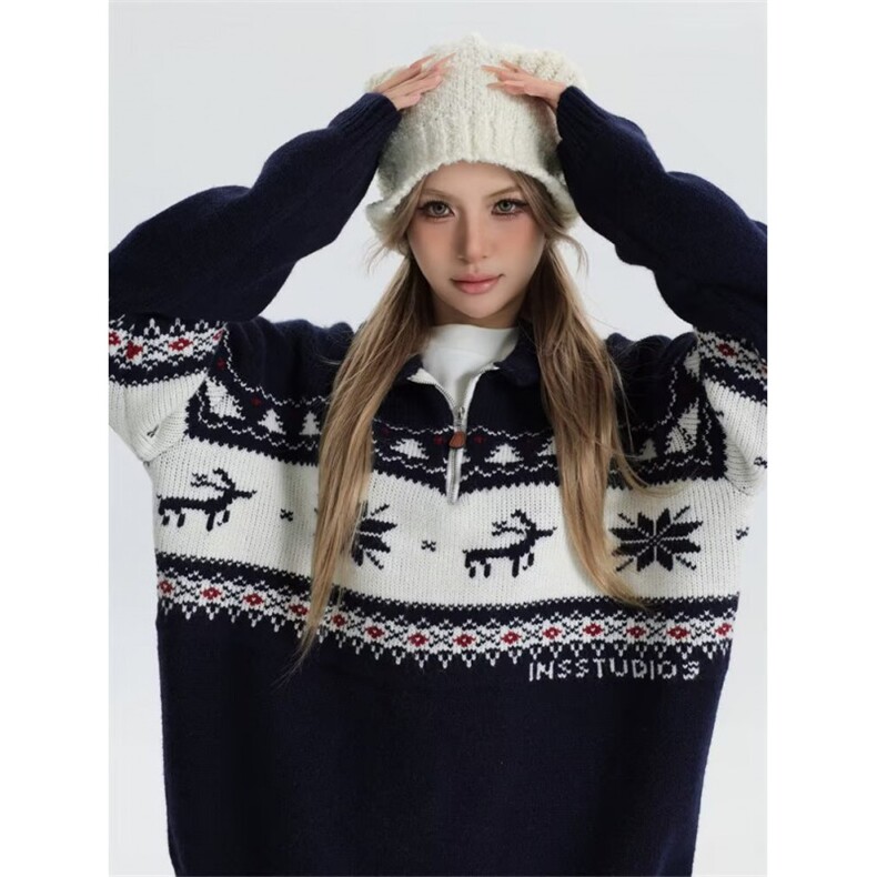 气质慵懒文艺流行长袖毛衣简约ins原宿新款潮流时尚日系百搭，男装针织衫/毛衣，星座506A