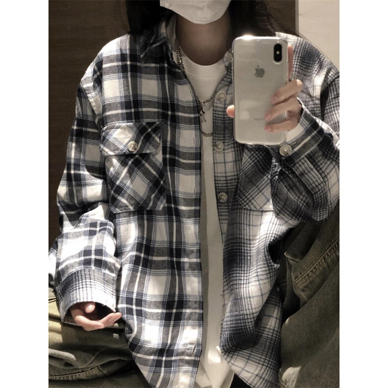 【有货】拼接格子衬衫设计感高级感美式复古长袖衬衣S39LL-特P36,男装衬衫,星座1007（原301D）