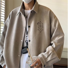 麂皮绒夹克男春秋季设计感小众刺绣美式复古潮牌情侣装外套，男装夹克，星座1210-1