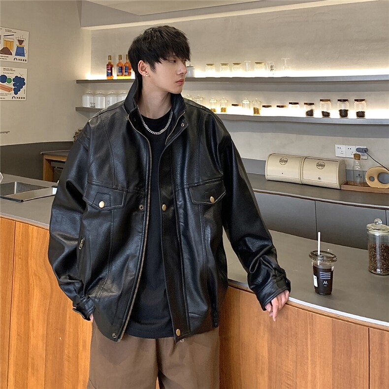 现货不缺货加棉加厚宽松皮衣时尚工装夹克1209-1-JK13-P98，男装皮衣，星座1209-1