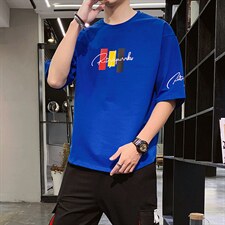 新款夏季印花短袖T恤男装潮流宽松半袖ins潮流体恤单衣DT14P30，男装T恤，电商A086