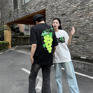 重磅美式植绒纯棉短袖绣花t恤男夏季新款万针刺绣上衣Q2684-特P40图片