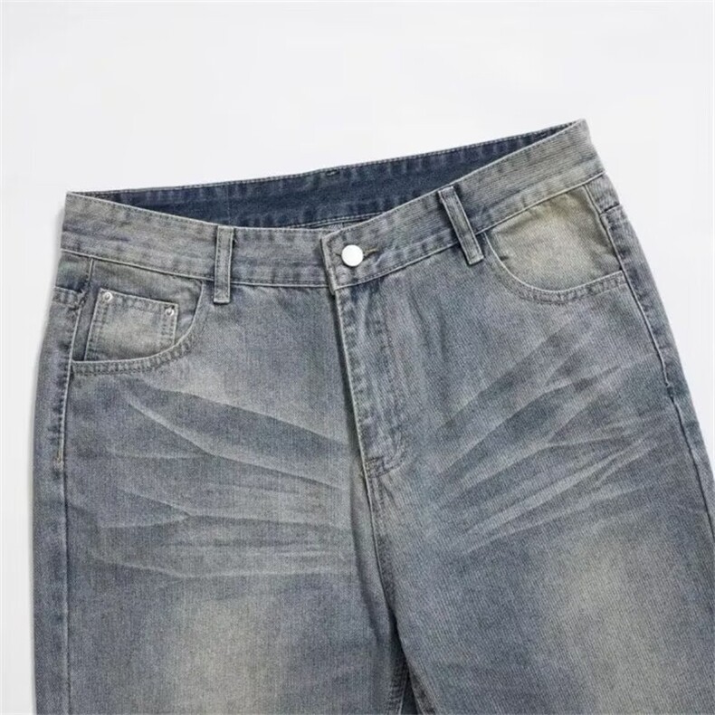 现货美式高街cleanfit猫须竹节纹做旧牛仔裤男百搭直筒裤NKG56P50,男装牛仔裤,星座302B-3