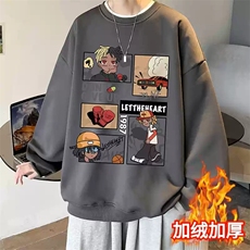 潮牌卫衣男士2025秋冬季新款美式复古oversize圆领上衣宽松外套男，女装短外套，星座715-4