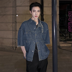 （自家图）夏季网红毛边设计感牛仔马甲男水洗高级外套2222-P63，男装背心/马甲，星座910-5