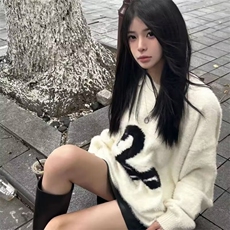MM145-P68秋冬加厚毛衣男韩版潮流宽松日系针织衫港风慵懒线衣，女装针织衫/毛衣，星座617A-2