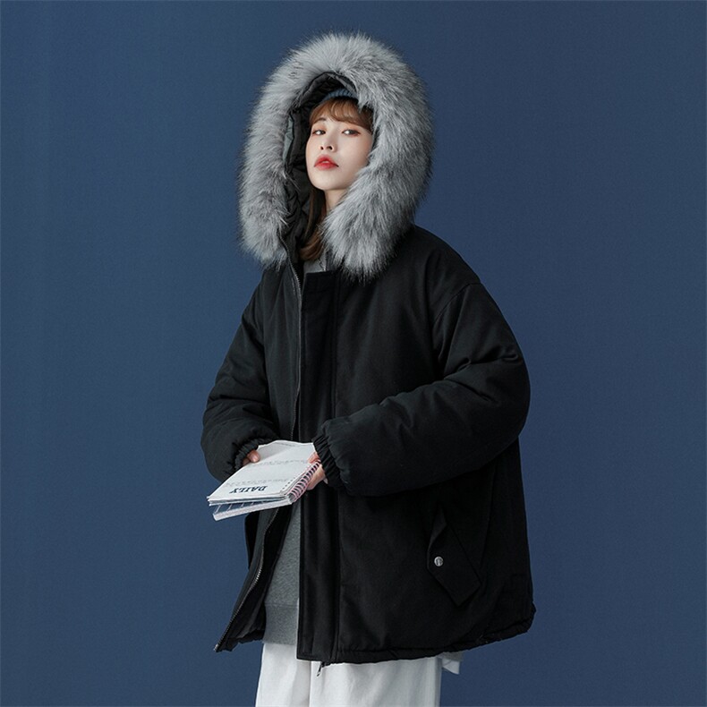 MM48138-P130冬季大毛领棉衣女港风加厚保暖棉袄女派克服,男装棉衣,电商A040