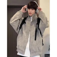 【高质量】美式复古皮衣高级感外套pu仿皮飞行夹克Y1039-P85网图，男装夹克，电商B245
