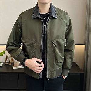 2024店主风秋季新款简约休闲假两件夹克拼接外套男潮58136-P130图片