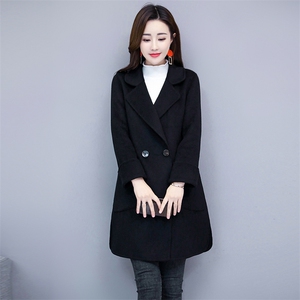 高端红色双面羊绒大衣女小个子2025春秋装新款西装领气质毛呢外套图片
