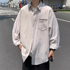 文艺标准新款青春流行慵懒翻领男时尚长袖日系衬衫外套RC80P40，男装衬衫，星座1116-2
