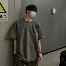 夏季竹竹高升烧花麂皮绒短袖T恤JDT77787P25块特价：供抖音视频，男装T恤，星座227-7