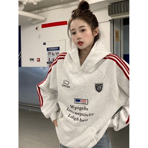 EE099-P70卫衣男女情侣装春秋薄款2024潮流宽松印花连帽韩版上衣,阿迪秋装男装搭配图片
