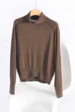 长袖修身毛衣女秋冬新款休闲百搭翻领套头纯色羊毛针织打底衫，女装羊毛衫，东远绒业