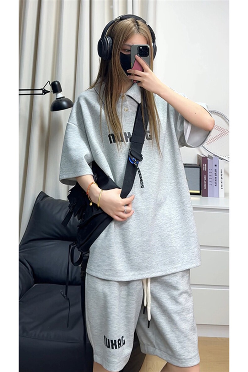 polo衫潮情侣短袖套装T3673上衣特P31控59-DK8634裤子特P26控49,男装Polo衫,电商A007