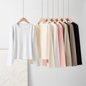 秋季女款长袖220g氨纶纱（莱卡棉）正肩长袖#SHJ-1013T，男装卫衣，电商A110