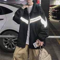 秋季港风韩版潮流反光外套男ins宽松上衣夹克帅气百搭J/，男装夹克，电商D202-1