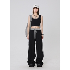 现货25春季拼色美式休闲裤伞兵裤中性港风高街流行裤子K526-TP42，男装休闲裤，电商A170