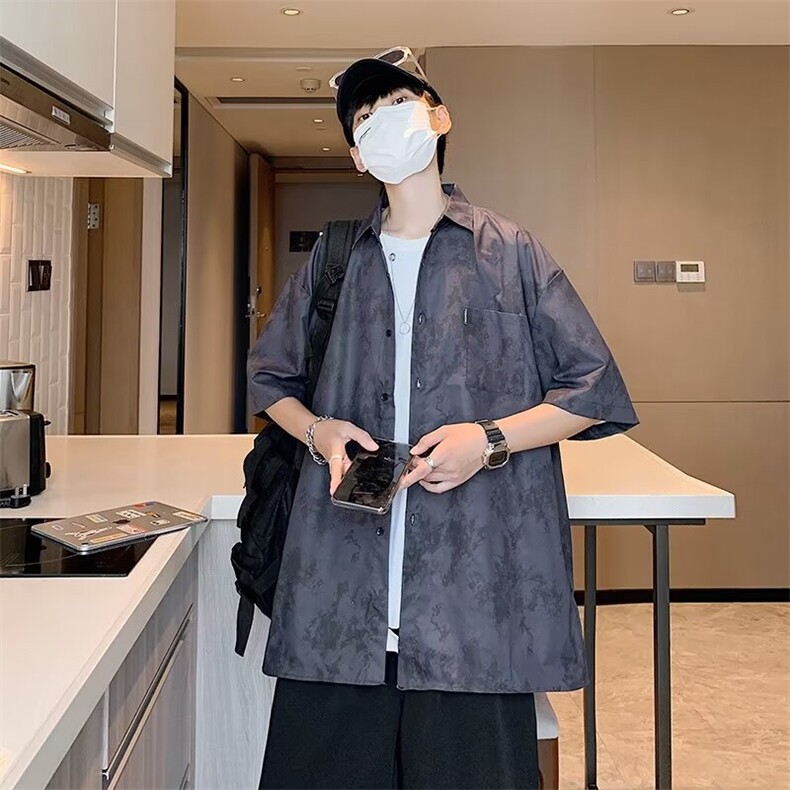 日系复古磨毛衬衫男长袖春秋季潮牌宽松沐M331-P30，男装衬衫，星座1109-3