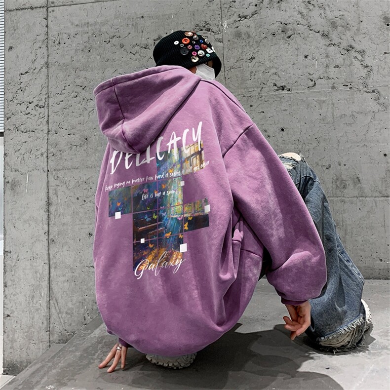 美式重磅水洗复古连帽卫衣潮流大码潮牌做旧XZ517A-BK6675-P68,男装卫衣,星座517A