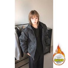 现货高品质美式冬季重磅座山雕大毛毛领pu皮棉衣男女加厚外套，男装皮衣，电商A486