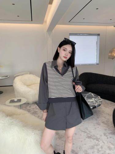 早秋款衬衫针织两件套，女装衬衫，爱娜.悦儿