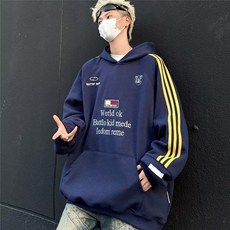 秋冬季织带连帽宽松卫衣男女同款情侣帽衫宽松卫衣潮Y8053/P50，男装卫衣，星座506