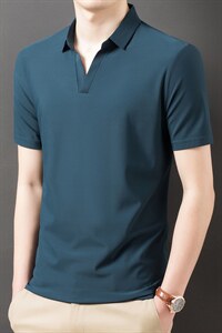 2023夏季新款短袖翻领衬衫T恤上衣POLO衫中青年男士商务休闲男装图片