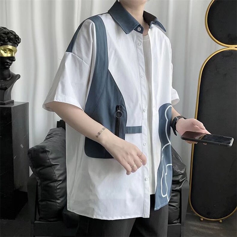 短袖衬衫春款男港风潮流C0007P38,男装衬衫,星座1116-2
