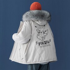 MM48078-P130冬季大毛领棉衣女港风加厚保暖棉袄女派克服,女装棉衣/棉服,电商A040
