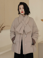 现货现货现货韩版百搭90白鸭绒小围巾保暖羽绒服，女装羽绒服，阳光伊恋
