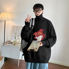 高质量！秋冬季高领毛衣男士加绒加厚翻领针织衫男毛衣FL95-P45，男装针织衫/毛衣，电商B367