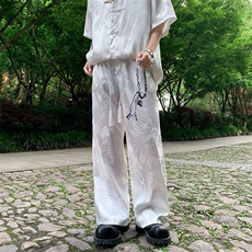 潮新中式衬衫套装男2026新款潮牌盘扣大码唐装冰丝潮牌夏季衬衣，男装衬衫，星座601-2