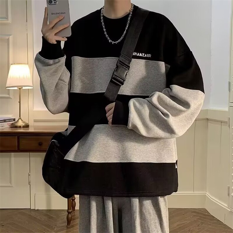 美式重磅长袖卫衣男2025新款痞帅高级感宽松大码圆领上衣外套，女装短外套，星座516A