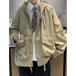 2571-P75 日系潮牌冲锋衣春秋宽松连帽猎装美式飞行夹克户外工装图片