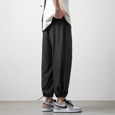 2023夏季新款男士薄款冰丝裤垂感空调裤学生九分束脚裤K2050P35，男装休闲裤，电商B220