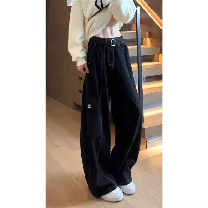 1506-1/KG1231/P46黑色弯刀牛仔裤男生潮牌新款宽松直筒阔腿高街,男装牛仔裤,星座1506-1